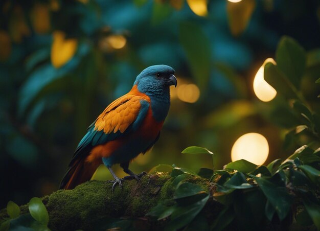 Un loro de frente azul