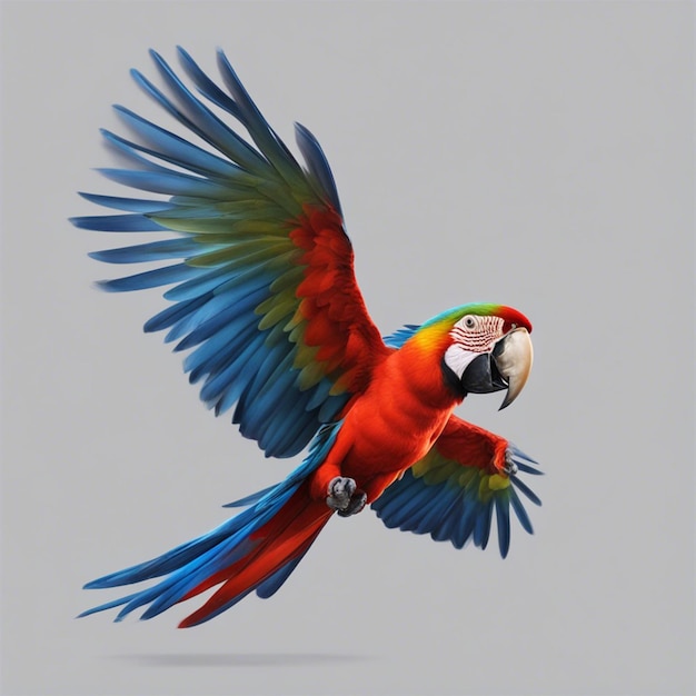 Loro guacamayo rojo volando con IA generada