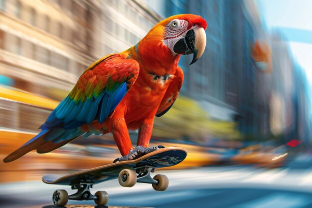 Foto un loro montando una patineta