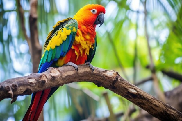 Un loro multicolor vibrante encaramado en una rama de un árbol