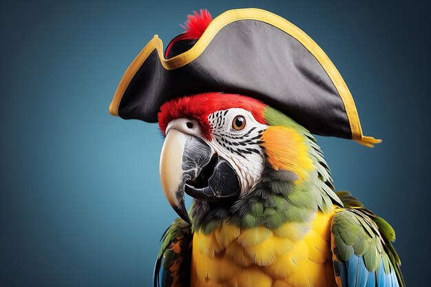 Foto un loro con un sombrero de pirata en él con copyspace