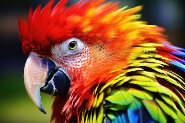 Foto loro con sus plumas coloreadas en arco iris.