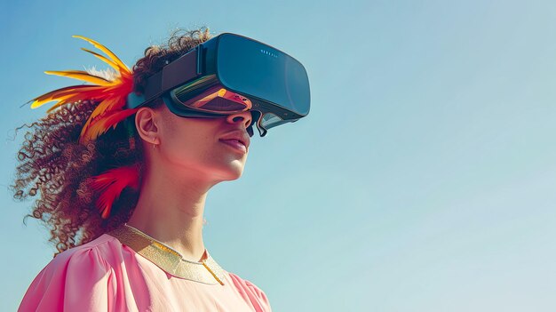 loro con visión realidad virtual gafas de sol fondo sólido