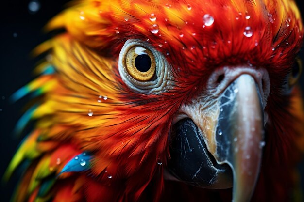 Foto el loro vívido de cerca el retrato colorido de la ia generativa