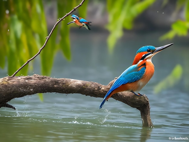 Loros de esplendor alado posando en un espectáculo de aves ai generado