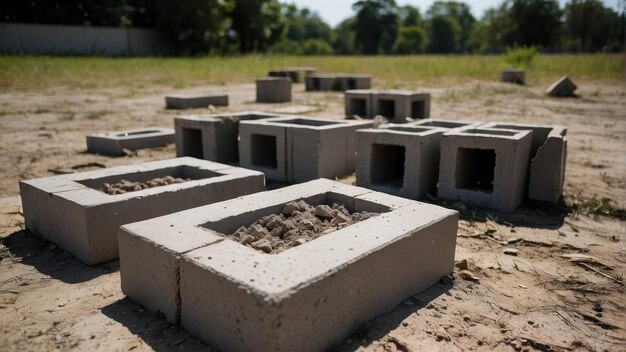 Losas de hormigón abandonadas en terreno seco