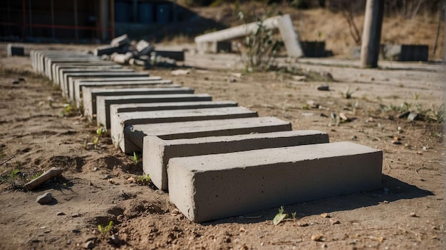 Losas de hormigón abandonadas en terreno seco