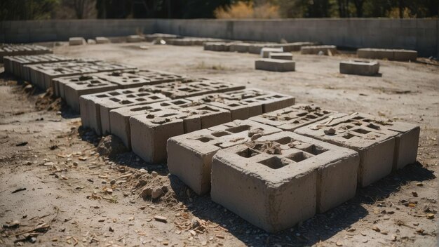 Foto losas de hormigón abandonadas en terreno seco