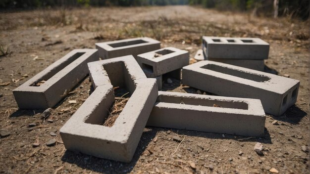 Losas de hormigón abandonadas en terreno seco