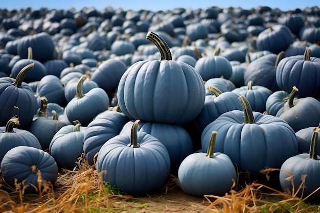 Foto lotes de abóboras em cores diferentes top view outono halloween e dia de ação de graças conceito ai gerar