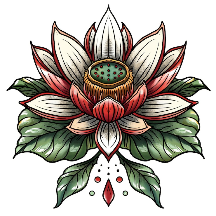 Foto lótus e flor muito simples tatuagem tradicional flash estilos ilustração