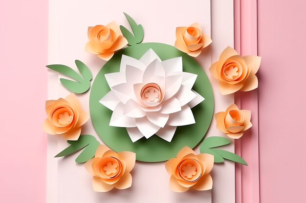 Lotus Flowers A Shadow Box Paper Craft IA generativa