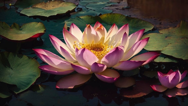 Lotus Grace en la superficie del río