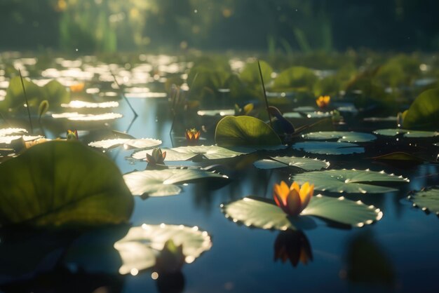 Lotusblüte im Teich Generative KI