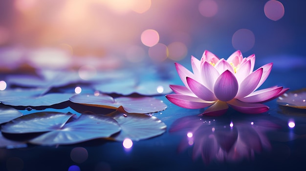 Lotusblüten gegen einen Bokeh-Hintergrund zum Gedenken an Buddha Purnima und den Vesak-Tag