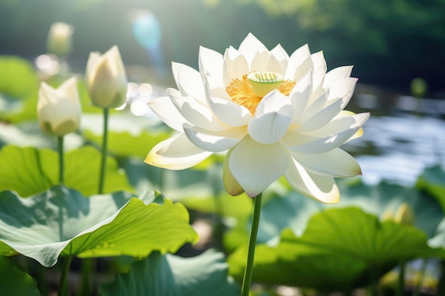 Lotusblumen in einem Teich