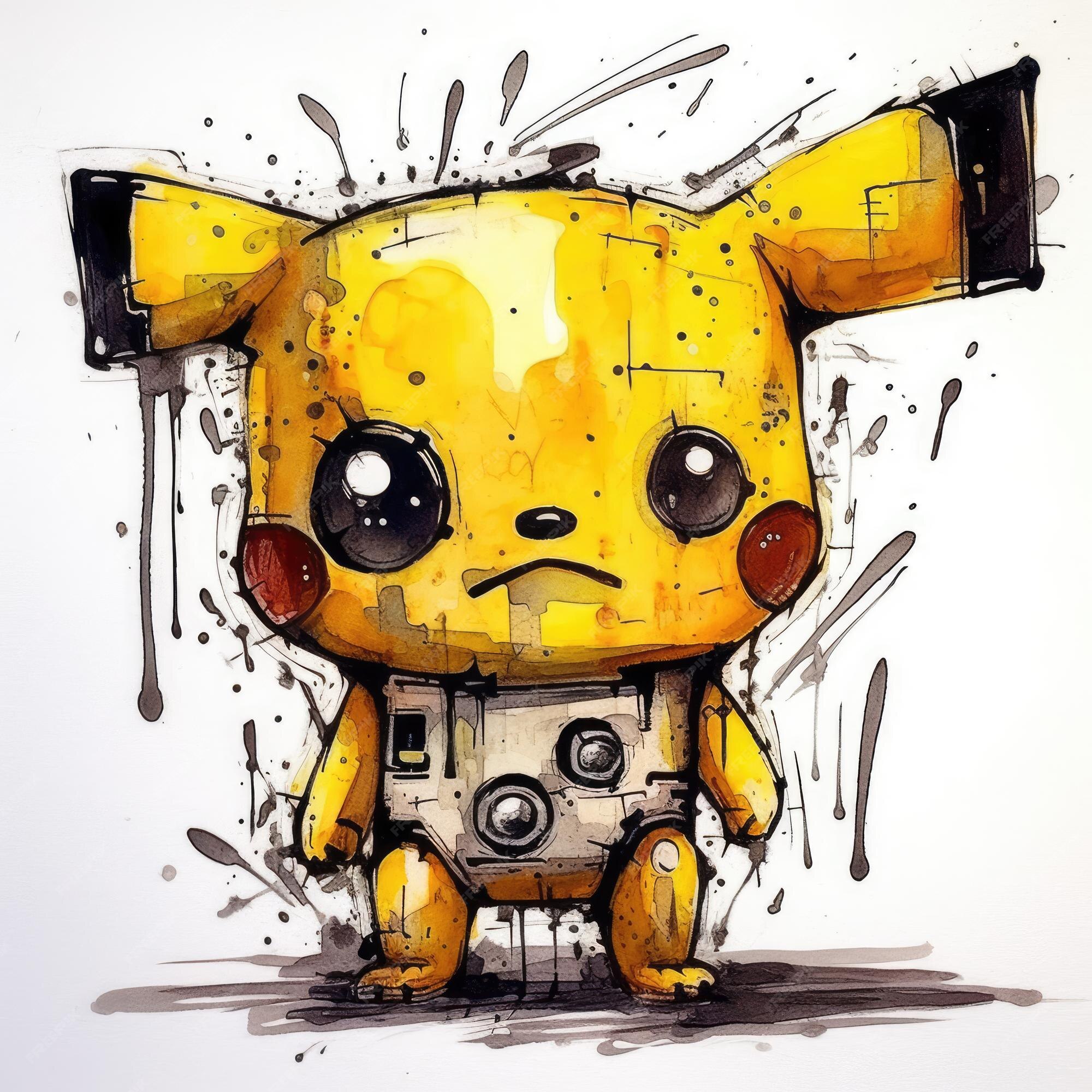 Louco pikachu esboço caricatura acidente vascular cerebral doodle  ilustração vetor mão desenhada mascote clipart