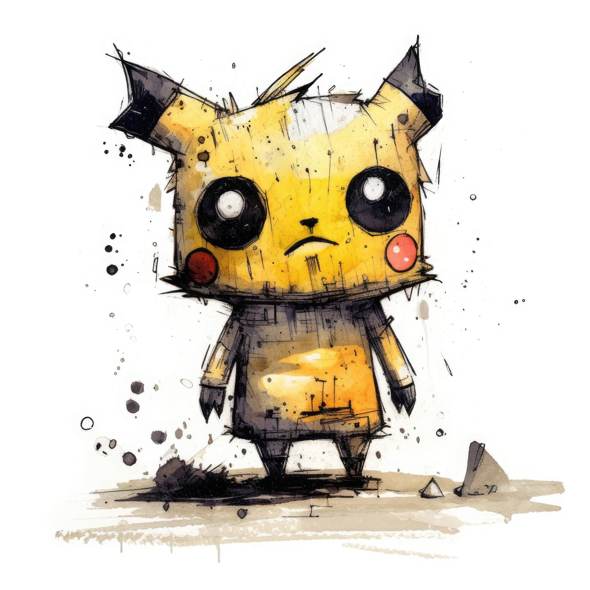 Louco pikachu esboço caricatura acidente vascular cerebral doodle  ilustração vetor mão desenhada mascote clipart