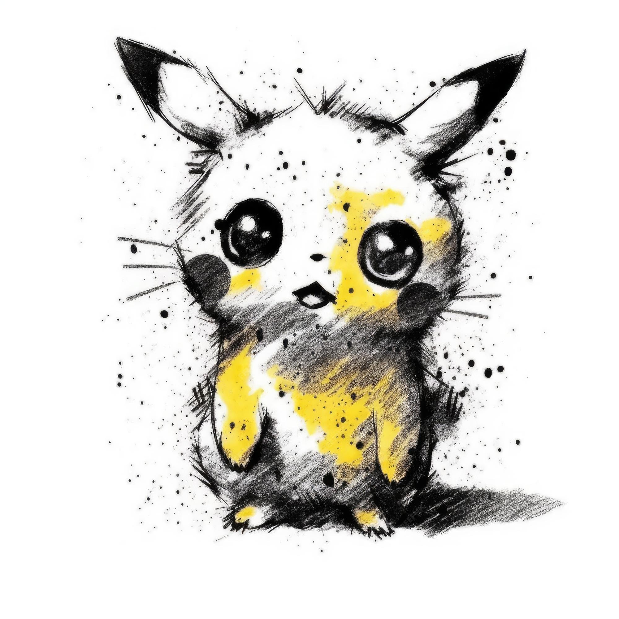 Louco pikachu esboço caricatura acidente vascular cerebral doodle  ilustração vetor mão desenhada mascote clipart