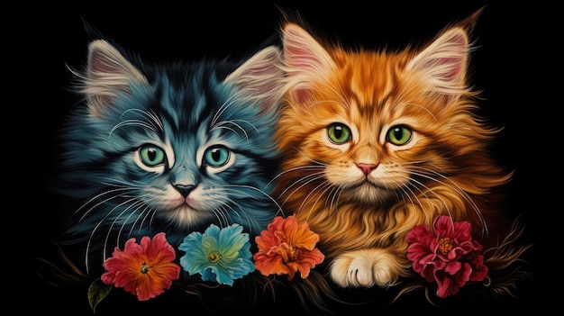 Louis Wain Stil wunderschöne Kätzchen