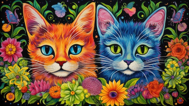 Louis Wain Stil wunderschöne Kätzchen