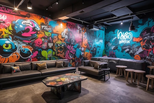 Lounge urbano que ofrece una experiencia de arte callejero de realidad virtual