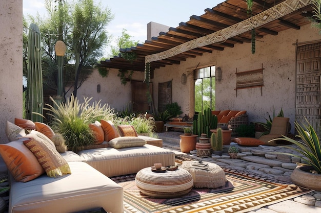 Foto lounges ao ar livre de estilo adobe do sudoeste