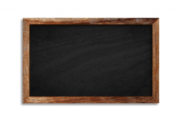 Foto lousa preta em branco com moldura de madeira