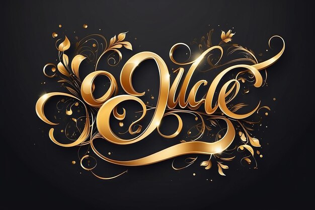 Love Calligraphic Gold Style Text Poster Vektor-Illustration Design (Design) Die Kalligraphie ist eine Art von Kalligraphy.