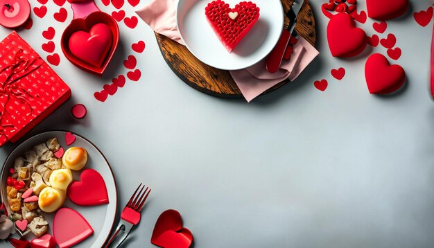 LoveFilled Delights Eine schöne Auswahl für das Abendessen zum Valentinstag mit viel Platz für Text