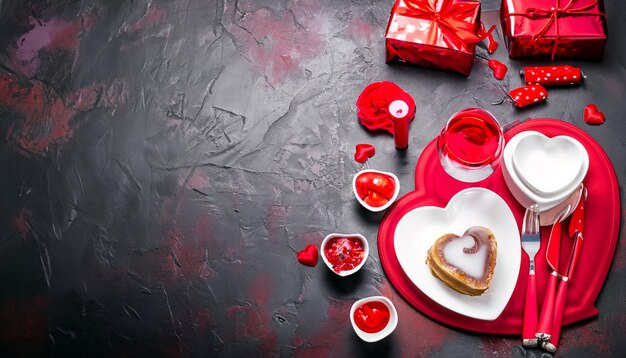 Foto lovefilled delights un encantador surtido para la cena del día de san valentín con amplio espacio para copiar