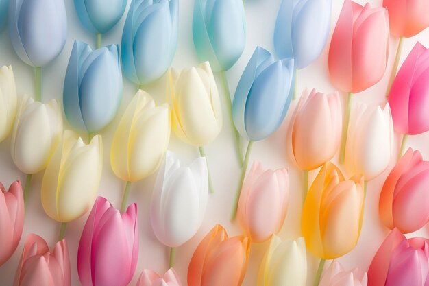 Foto lovely bouquet of tulips on white wooden background with copyspace to the right