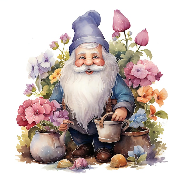 Lovely Gnome Design in GArden Design artístico de Clipart para fazer cartões e cartazes