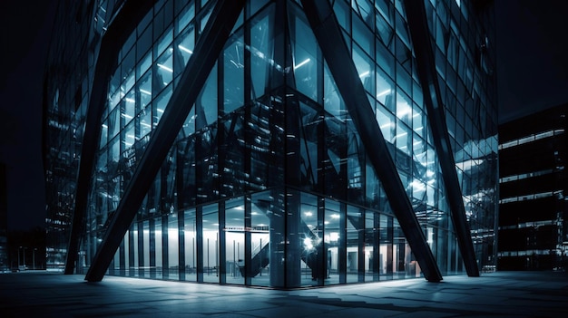 Low-Angle-Ansicht der futuristischen Architektur Wolkenkratzer des Bürogebäudes AI Generative
