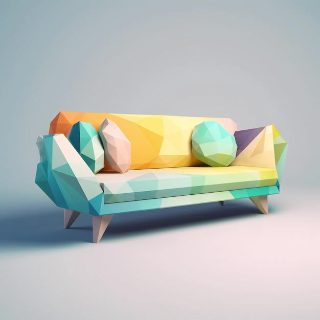 Low Poly 3D Diseño de sofá