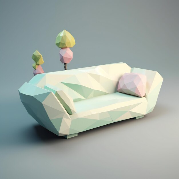 Low Poly 3D Diseño de sofá