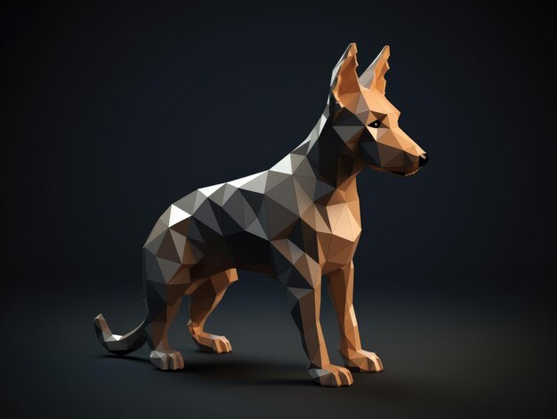 Low poly 3d dog generativo ai