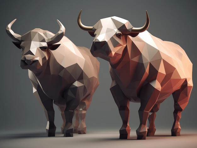 Low poly 3d toros generativo ai