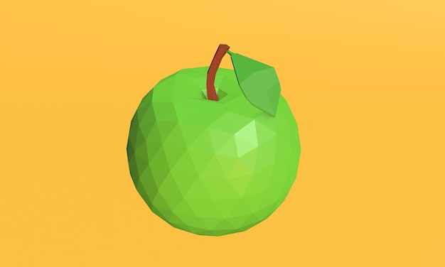 Low-Poly-Apfel Stilisierte 3D-Darstellung