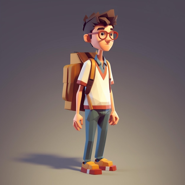 Low-Poly-Besetzung menschliche 3D-Charakterillustration niedliche Cartoon-Archivbilder Fotos Bilder