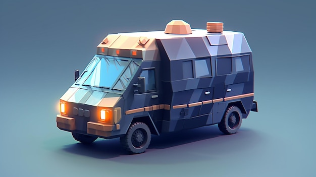 Low-Poly-Fahrzeuge, 3D-Illustration, Cartoon-Vektor, niedliche Polygon-Kunst, Archivbilder, Rendering von Fotos, Bild