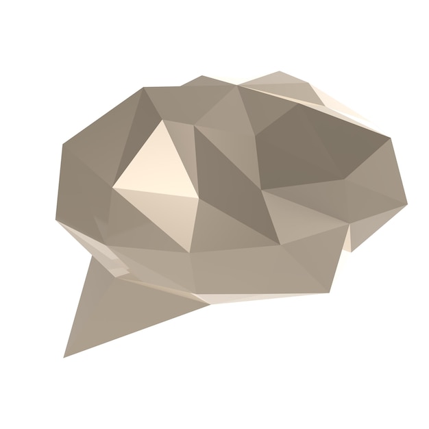 Low-Poly-Geometrie-Sprechblase auf weißem Hintergrund