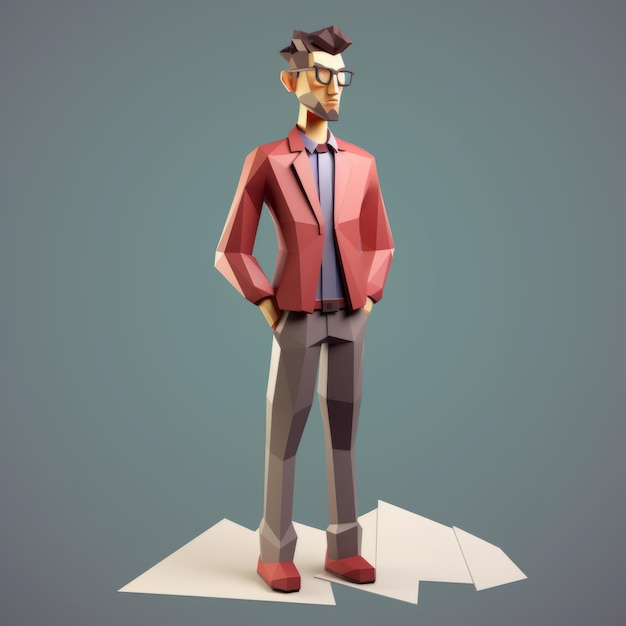 Low Poly Male Character Vector Illustration in Dada-inspiriertem Sty