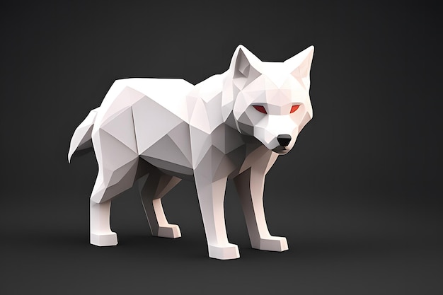 Low Poly Wolf, um polígono de lobo isolado em arte digital Aigenerative de fundo preto