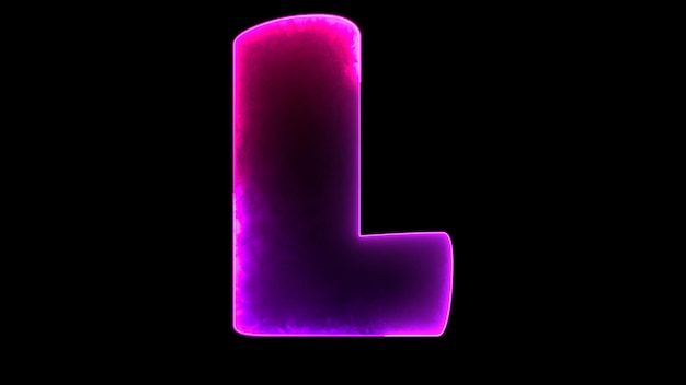 Foto lowing schleife buchstabe l alphabet neon-effekt schwarzer hintergrund