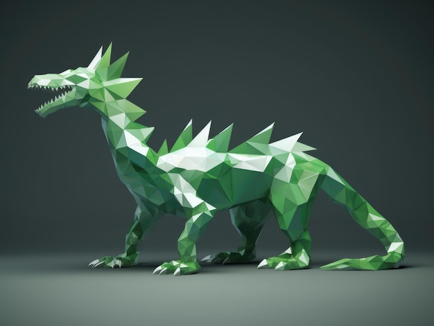 Lowpoly dragón verde AI generativo