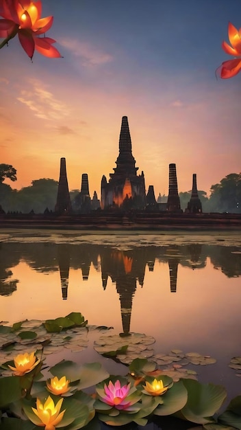 Loy kratong Festival im historischen Park von Sukhothai