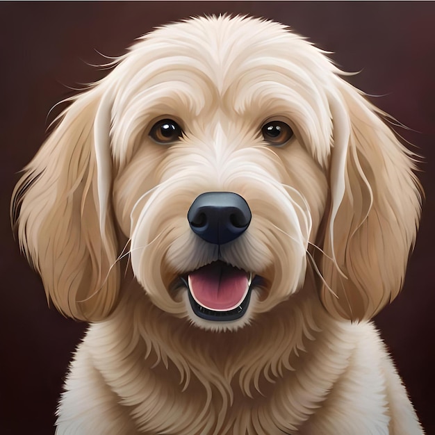 Ölporträt eines lustigen jungen goldendoodle guten jungen Hundes