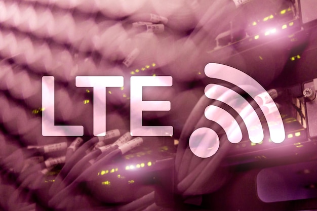 Foto lte wireless business internet e tecnologia de comunicação da informação do conceito de realidade virtual em um fundo de servidor