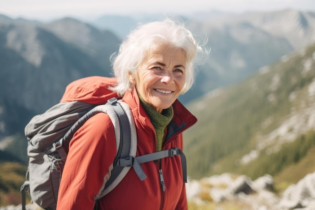 Ältere Frau beim Wandern Wanderer erzeugt Ai